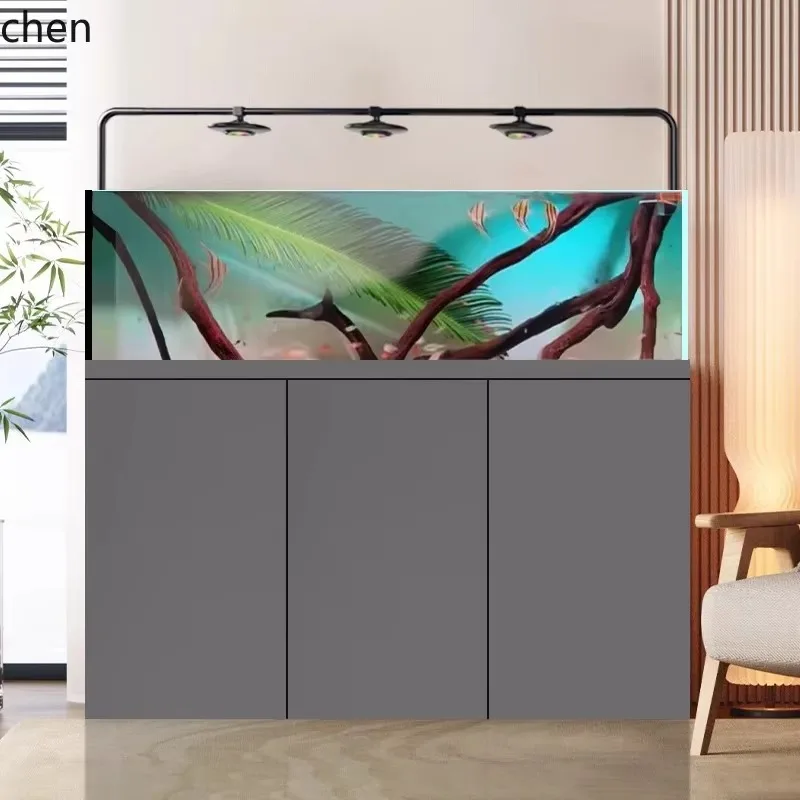 P1  stream fish tank extremely narrow side overflow ultra-white bottom filter living room large and medium-sized native tank