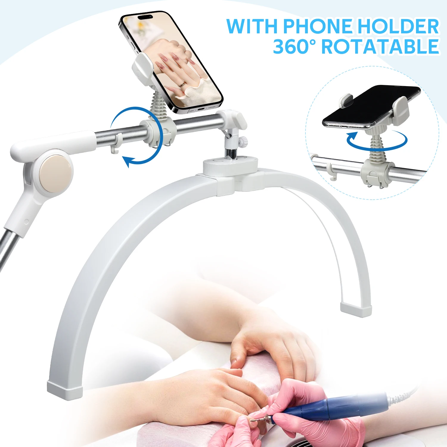 半月の形をした折りたたみ式で刺繍された光,半月の形をしたライト,美容院の照明,眉毛,マニキュア