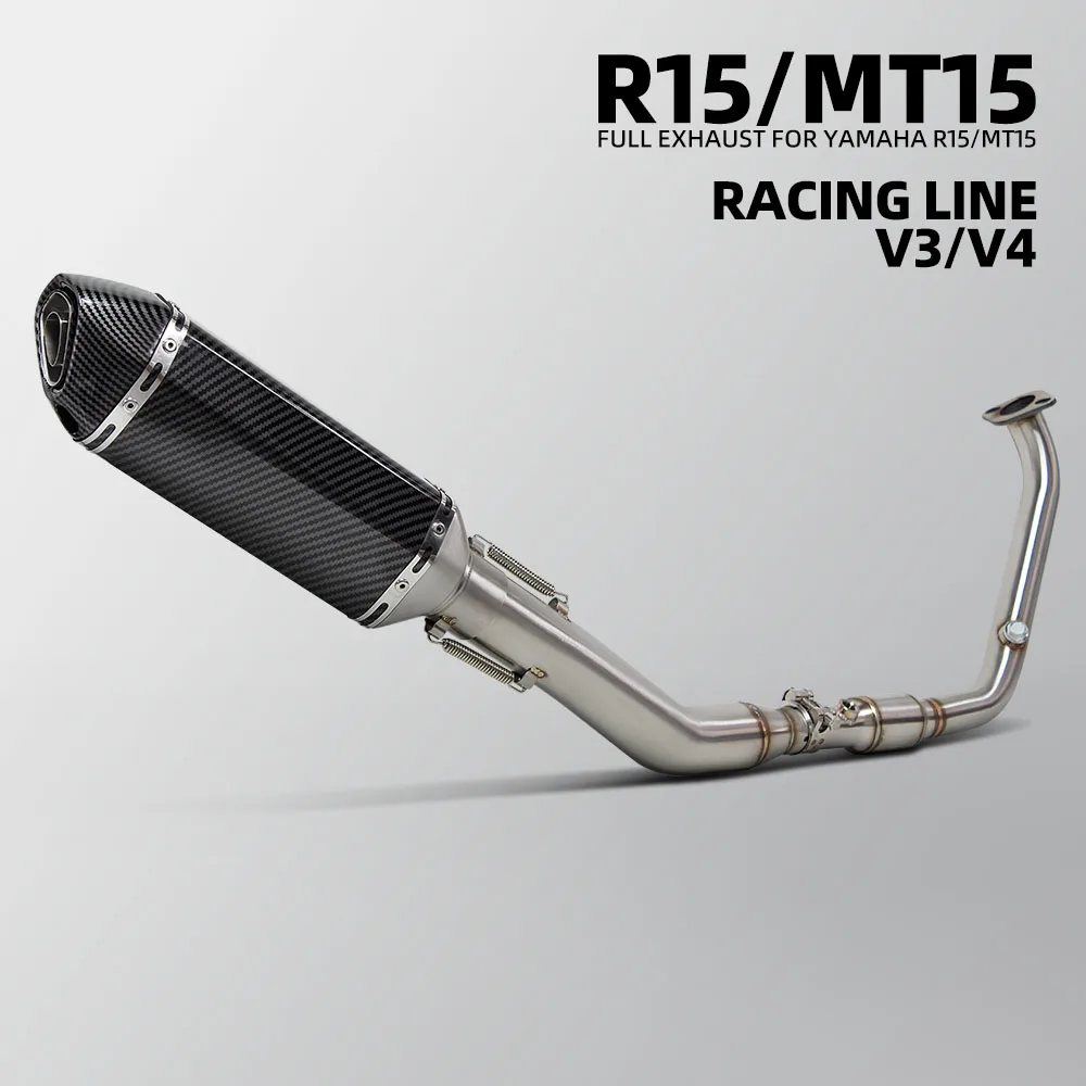 

For Yamaha MT15 XSR155 V3 V4 2017-2025 R15 Exhaust System Motorcycle Escape Manifold 370MM Muffler with DB Killer Racing Line