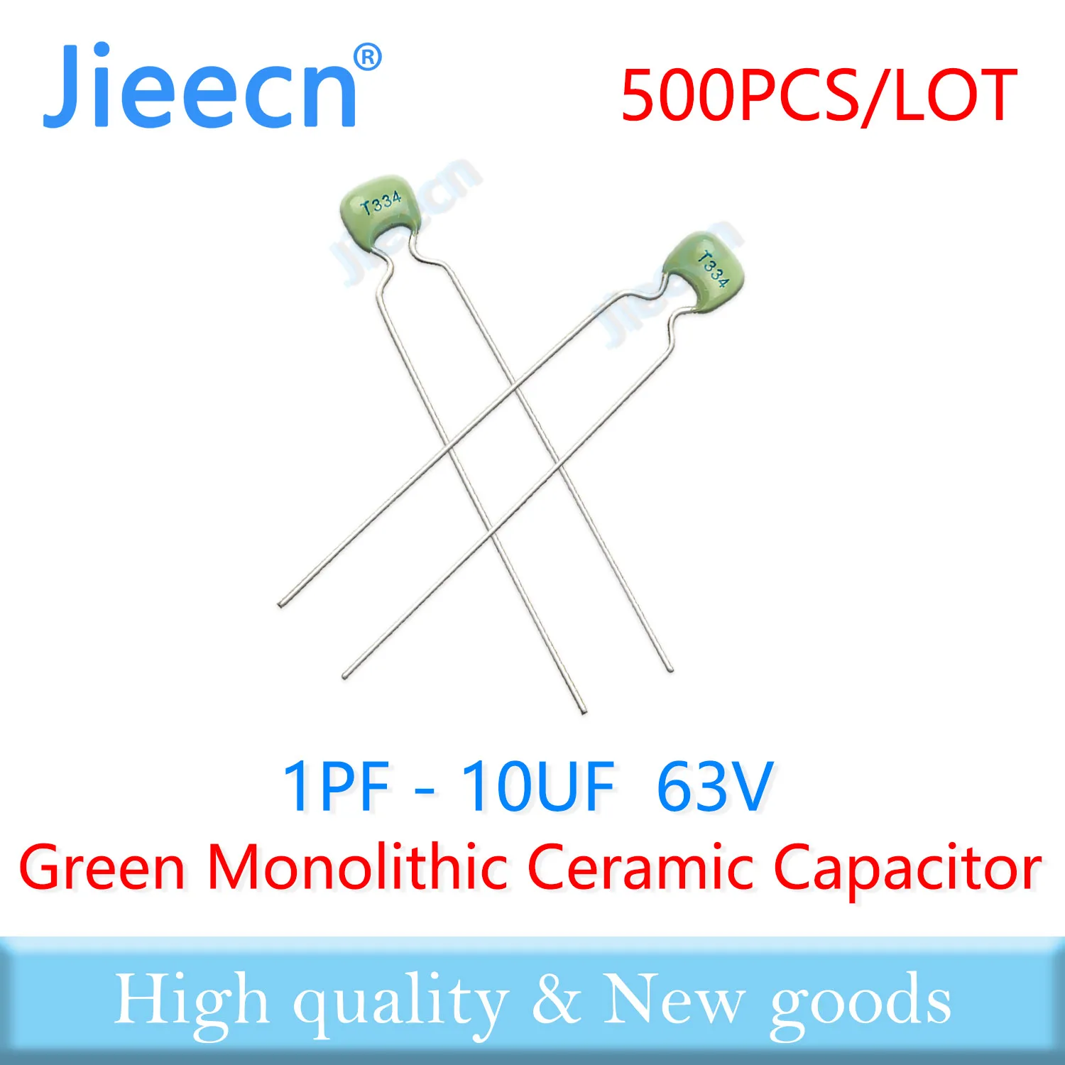 500PCS Green Monolithic Ceramic Capacitor 63V 1PF - 10UF 1NF 10NF 100NF 1UF 103 104 105 106 33NF 68NF 220NF 330NF 2.2UF 3.3UF