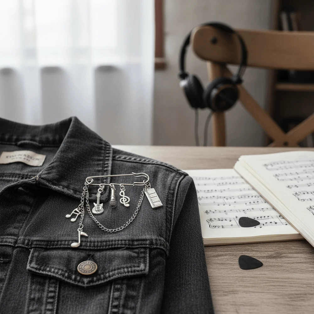 High-end Alloy Music Symbol Brooches Adjustable Multi-Functional Music Symbol Pin Detachable Crafts Chest Flower Pins