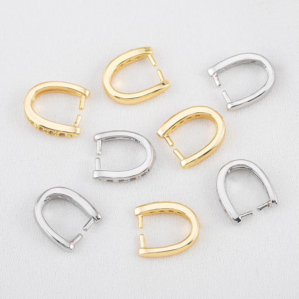 14K Gold Plated Brass Metal U Shape Pendant Bail Hooks for Jewelry Making Zircon Pendant Holder Bail Jewelry Making Accessories