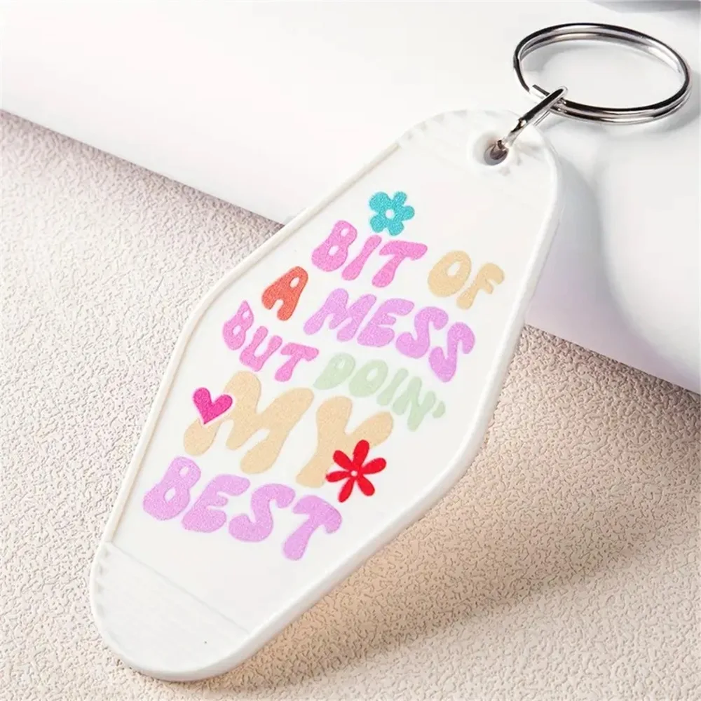 Portable ABS Motel Keychain 9*4.5CM Inspirational Words Hotel Key Chains Hotel Sign