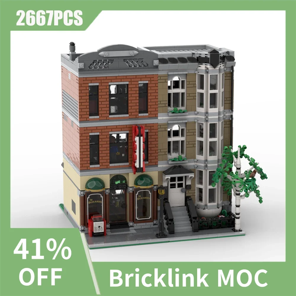 

2998 шт., хит продаж, вид на улицу, Moc, модульный бар, бильярд, модель квартиры, творческие идеи «сделай сам», детские игрушки, подарок на день рождения, блоки