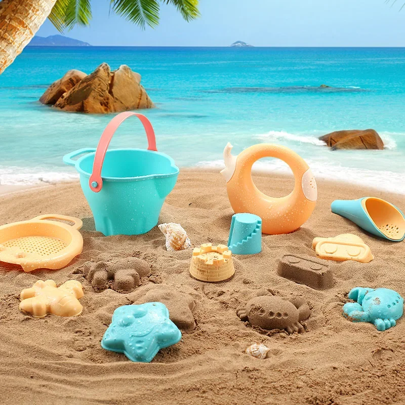 Jouets de plage en silicone pour enfants, ensemble d'outils de moulage de sable, jeu d'eau d'été, jeu amusant pour bébé, animal mignon, moule doux, jouet de bain de natation pour enfants