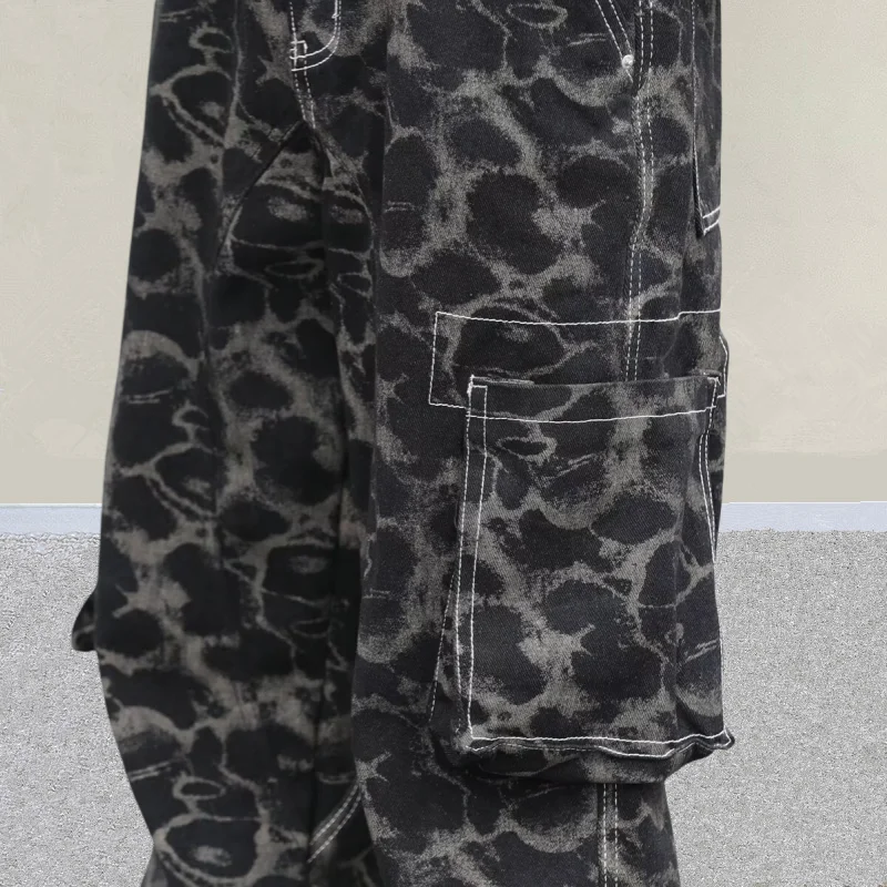 2025 Trashy Y2K Mode Schwarz Leopard Baggy Cargo Neue Jeans Hosen Für Männer 90S Vintage Kleidung Casual Baumwolle Hosen moda Hombre – Detail 12
