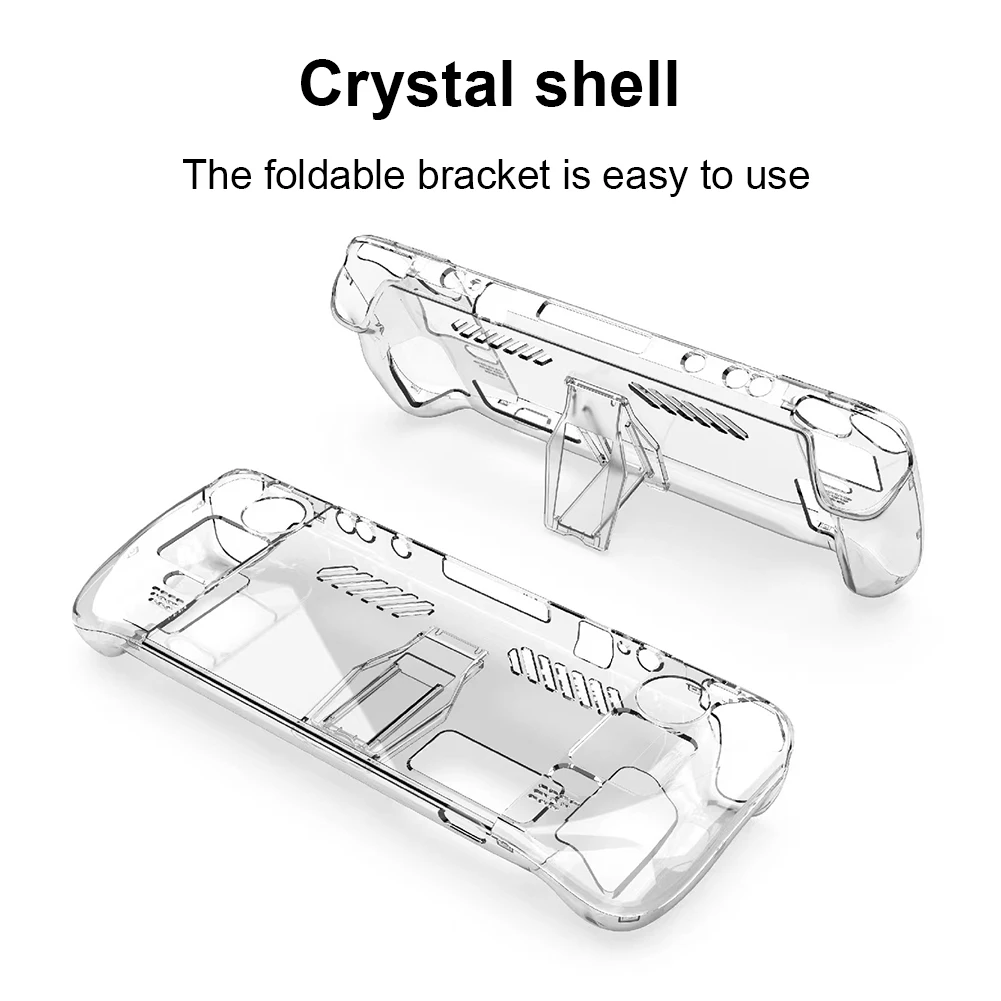 

Hard PC Crystal Clear Protective Cover Anti Slip Transparent Host Split Cases Replacement Detachable with Support for Steam Deck