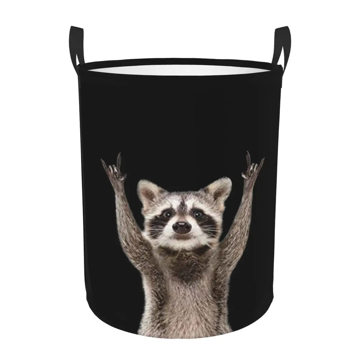 Cute Raccoon Animals Laundry Hamper Large Storage Basket American Flag Girls Boys Toy Organizer