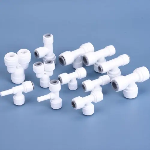 Imagen 1 del producto Accesorios de agua RO tipo T de conexión rápida: conectores de tubería de manguera de rosca macho/hembra de 1/4"" y 3/8"" para sistemas de ósmosis inversa