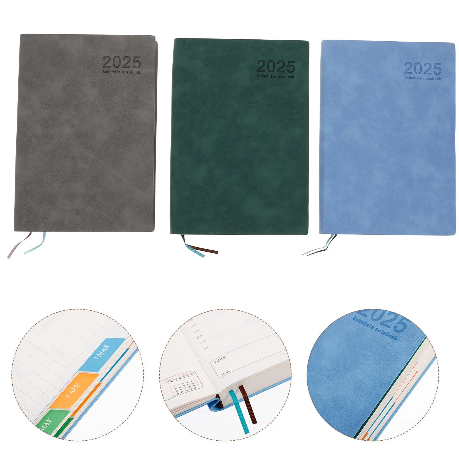 

3Pcs A5 2025 Daily Planner Notebook Time Management Schedule Book Selfdiscipline Tool Modern Design Task Tracker for Office