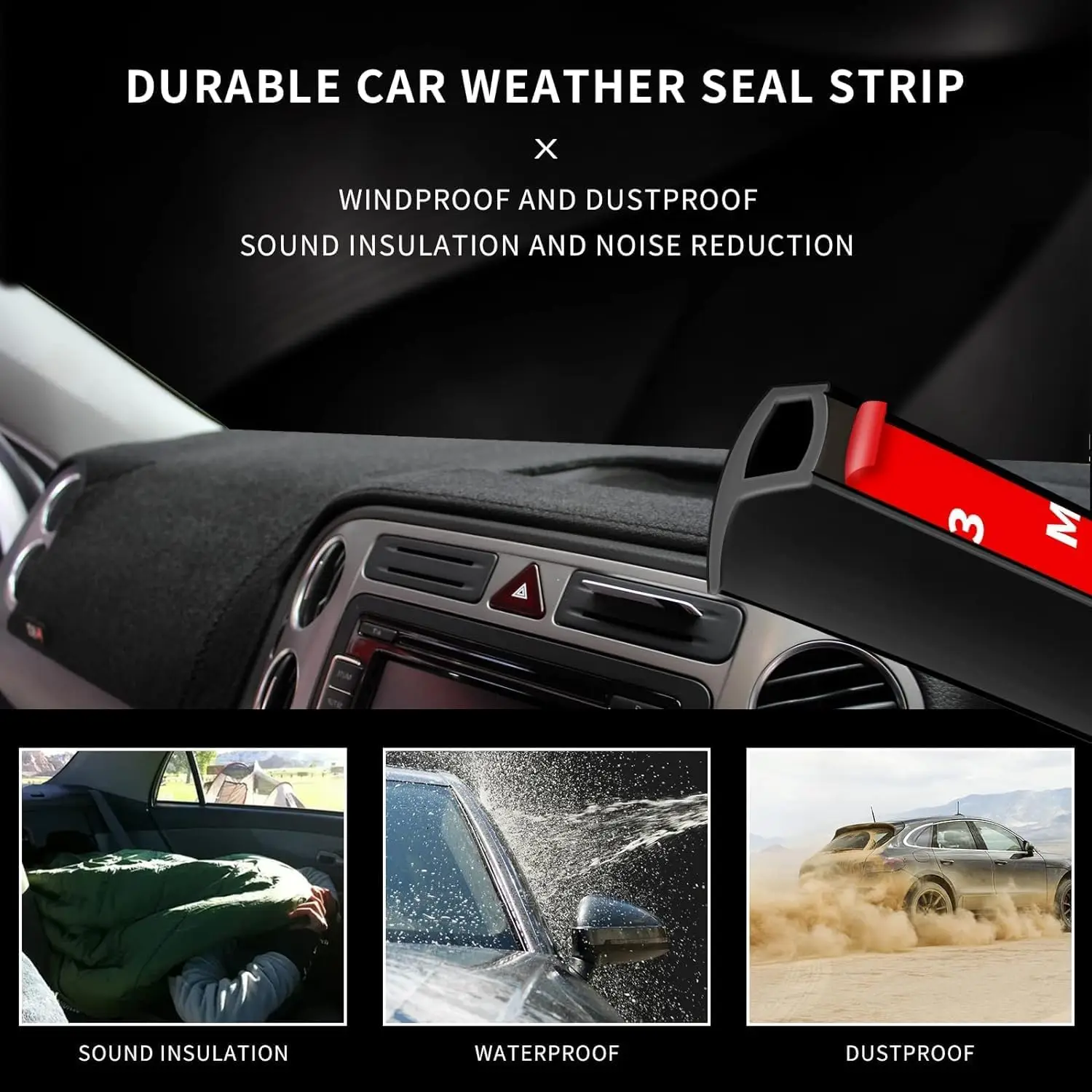 For Tesla Model 3 Y S X Car Door Rubber Weatherproof Sealing Strip Kit, Front Luggage Lid Strip Door Sealing Soundproofing Kit