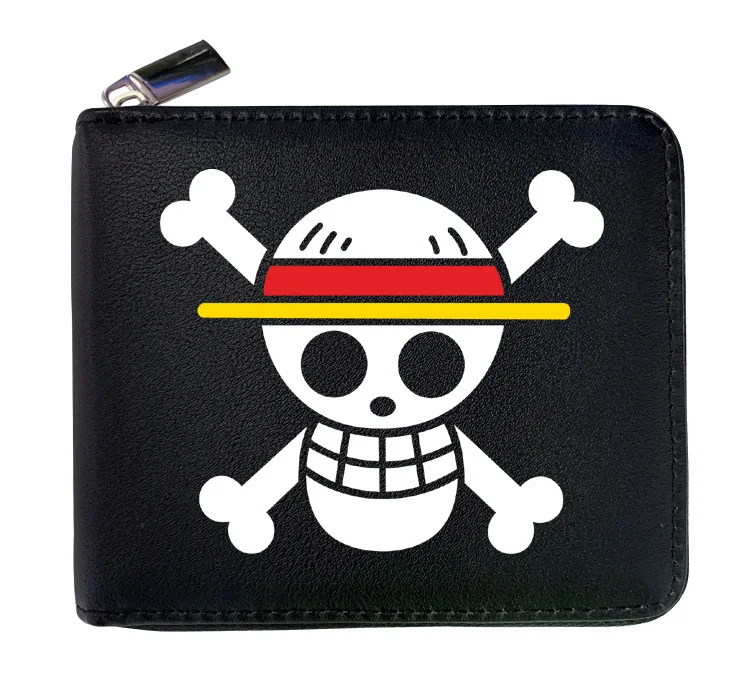 Anime Cartoon One Piece Action Figures Zipper PU Wallet Luffy Print Leather Coin Purse Foldable Short Card Bag Birthday Gifts