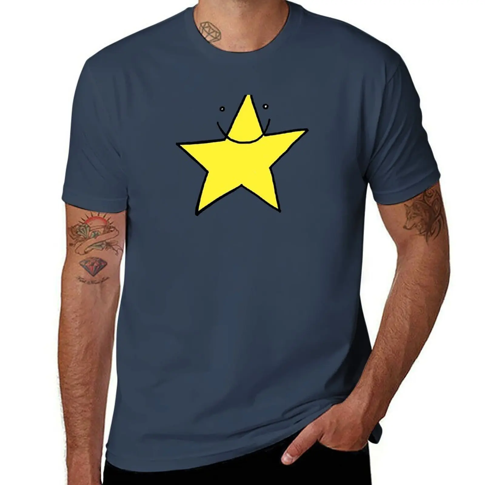 

Lucky yellow funny star smiling with eyes open T-Shirt t shirts with prints graphic t shirts for man T-Shirt