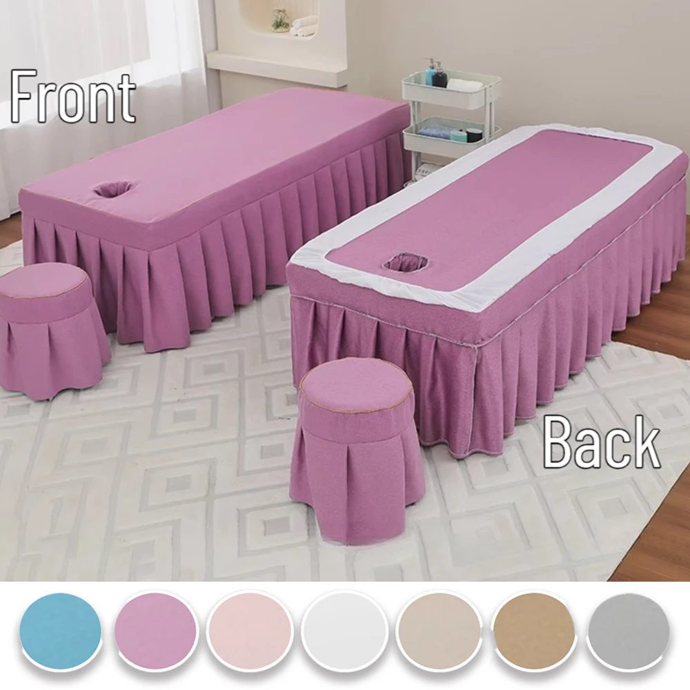 

Profession Massage Table Fitted Sheet Elastic Edge with Face Hole Non-Slip Breathable Pad for Beauty SPA Salon Therapy Покрывало