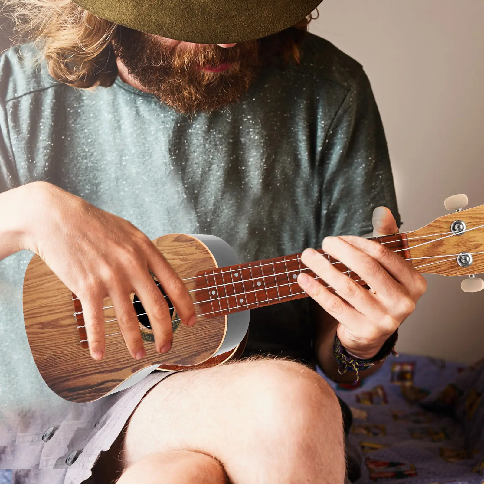 

1 шт., 21-дюймовое экологически чистое деревянное укулеле без запаха, безопасный материал, улучшает координацию рук и глаз, идеальный музыкальный инструмент для начинающих.