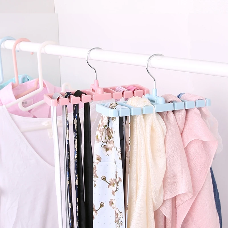 เข็มขัดพลาสติกผูกผ้าพันคอแขวนผู้ถือ Home Storage Rack Closet ตู้เสื้อผ้า DropShipping