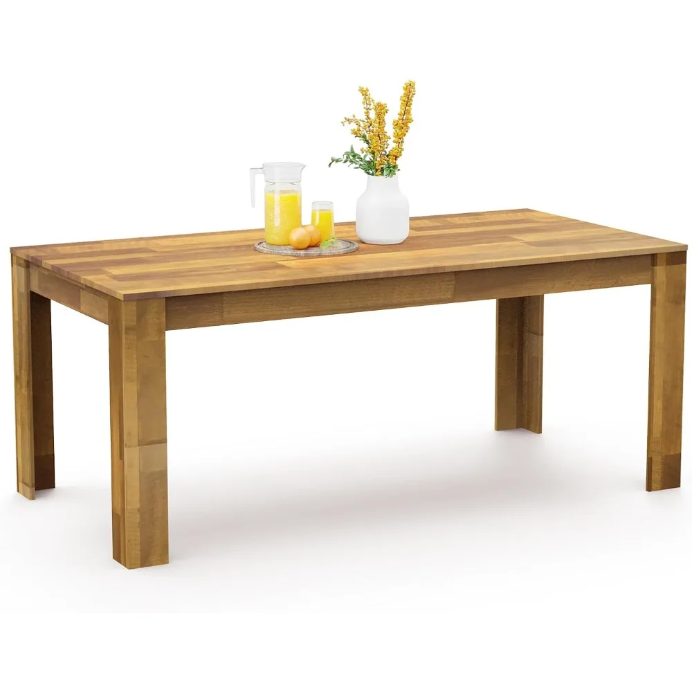 Large Farmhouse Dining Table, Wood Rectangular Long Table for Big Family, Waterproof & Scratch Resistant