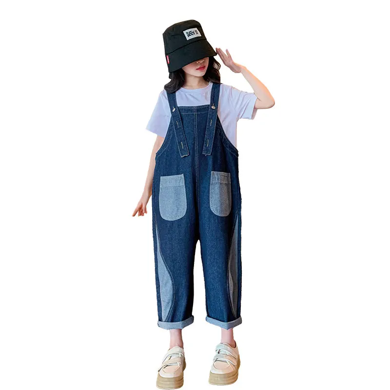 

Denim Overalls for 4 5 7 9 11 13 14 Years Old Girls Cotton Loose Fashion Patchwork Korean Outfits Teenage Girls Overall Jumpsuit