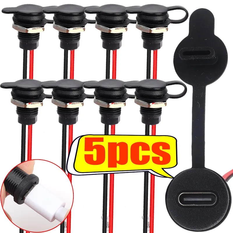 

1/2/5pcs Waterproof Wire Type-C USB Pigtail Cable Extension Power Cable Type-C Female Chassis USB-C Plug To 2Pin Bare Wire Open