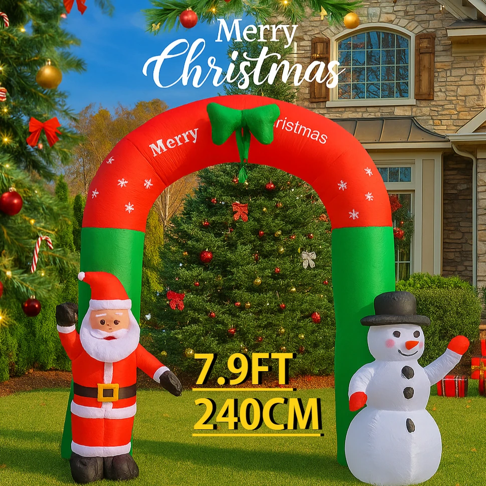 

7.8FT Christmas Series Holiday Inflatable Model Arch Santa Claus Snowman LED Home Supplies Ornament Gifts Xmas Lawn Party Decor