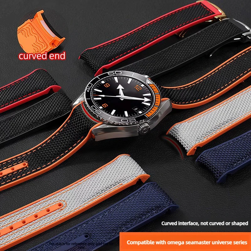 20mm 21mm 22mm Nylon Rubber Watch Band men's Waterproof Strap For Omega SEAMASTER Speedmaster Planet Ocean 600 silicone bracelet