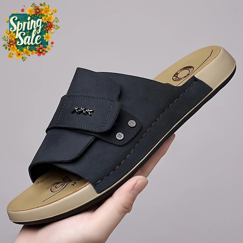 

Новые повседневные мужские мюли с цветовыми блоками, летние сандалии на пробковой подошве с застежкой-липучкой, дышащая обувь для улицы