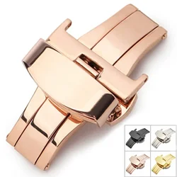 10 12 14 16 18 20mm 22mm Watchband Butterfly Deployment Buckle Automatic Double Click Stainless Steel Clasp for Watch Strap