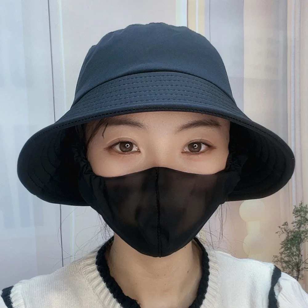 With Mask Agricultural Work Hat Bucket Hat Dust Mask Hat Sunscreen Hat Four Seasons Wide Brim Women's Ponytail Hat Unisex