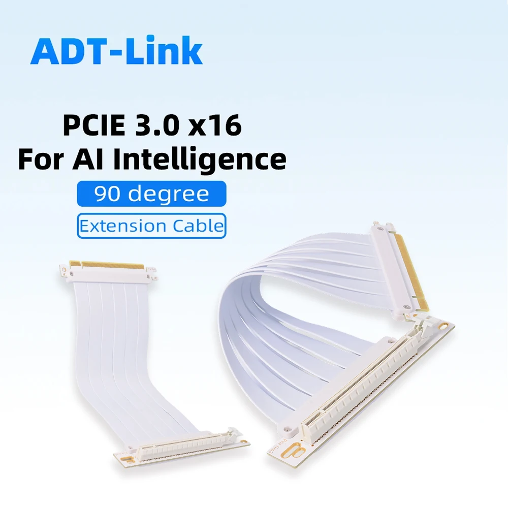 

Кабель-удлинитель PCIE 3.0 X16 с угловым адаптером 90/180 градусов для видеокарт, высокоскоростной, гибкий, плоский, черный/белый, для GPU, ПК, DIY