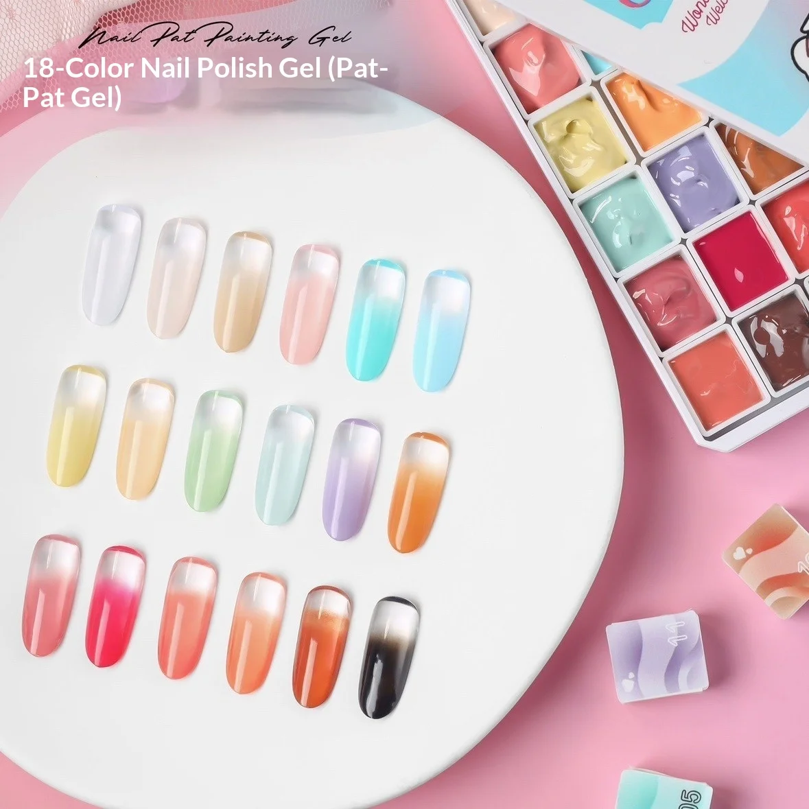 Set de Esmalte de Uñas en Gel con Degradado, 18 Colores, Esponja para Aplicar, Sin Necesidad de Limpiar, Gel UV Removible, Kit de Barniz para Manicura, Herramienta de Diseño DIY