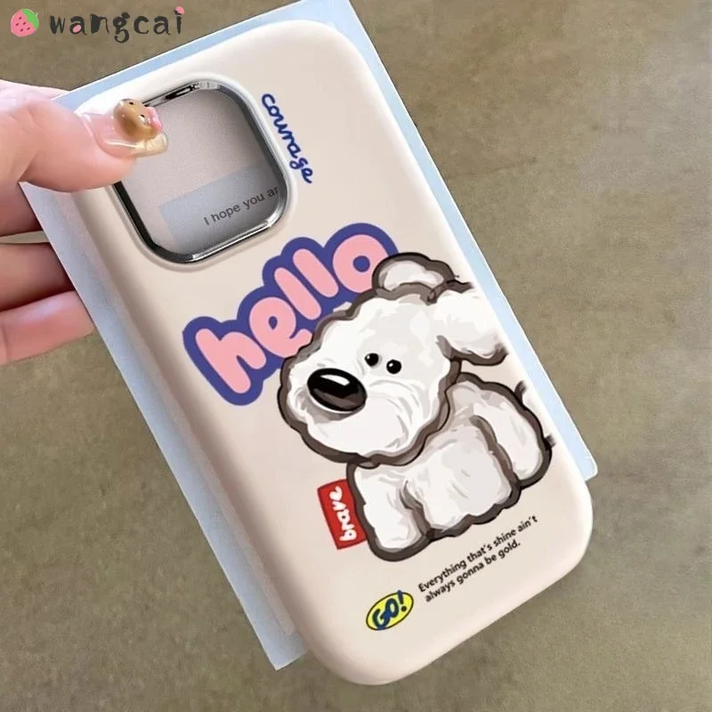 For OnePlus Ace 3 Pro 3V Ace 2 Pro 2V Ace Pro 12 5G 11R 10T Phone Case Cute Hello White Teddy Dog Camera Protection Cover