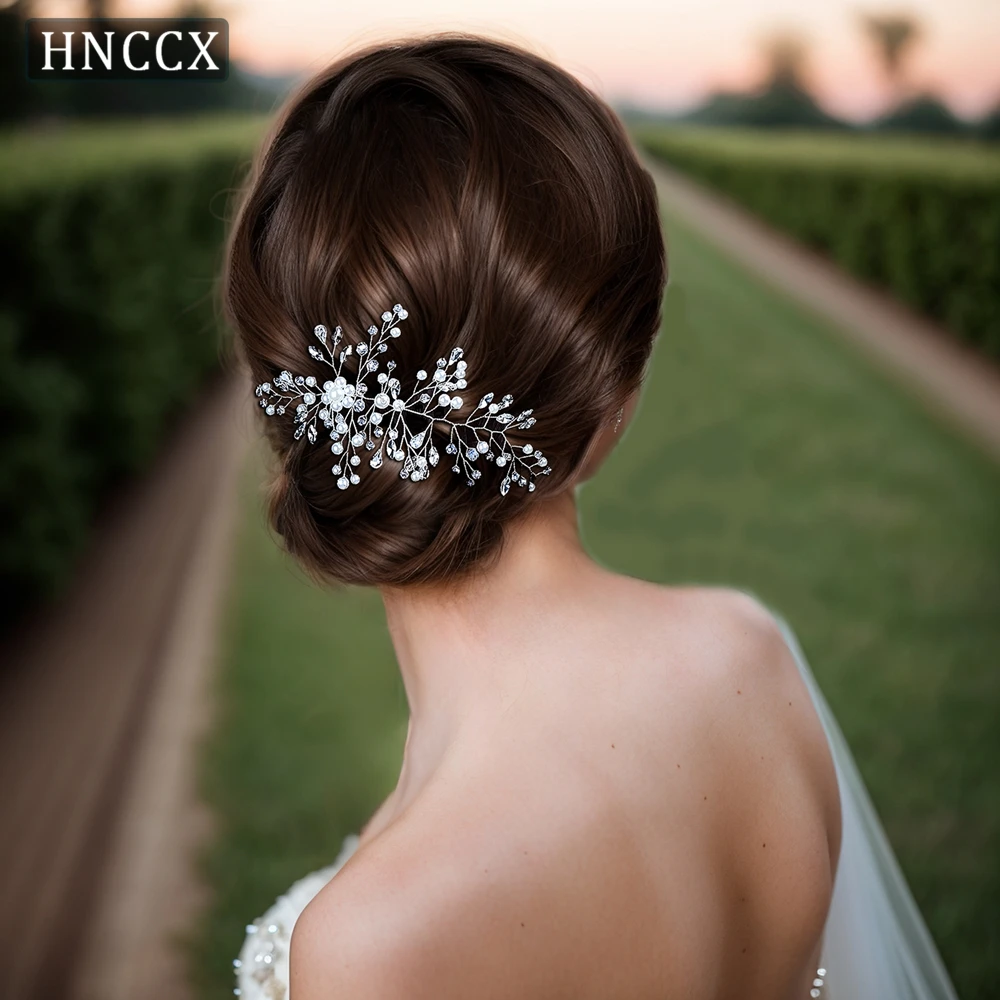 Hnccx ที่คาดผมเจ้าสาวพลอยเทียมเครื่องประดับผมไข่มุกแฟชั่นสำหรับผู้หญิงที่คาดผมปาร์ตี้งานแต่งงานเจ้าสาว CP84คริสตัล