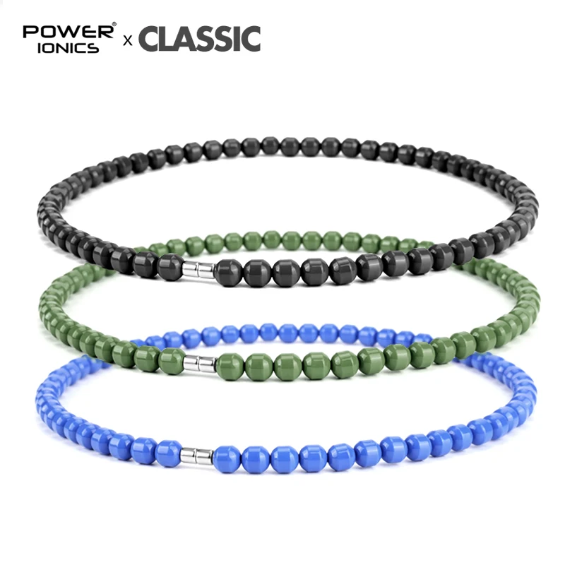 

Power Ionics Men Women Natural Anions Beads Stretch Necklace Magnetic Buckle Family Lover Gifts