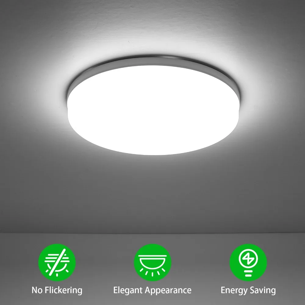 18W Ceiling Light Fixture AC 85-265V 1440LM Brightness Flush Mount Ceiling Light 5.91 Inch Diameter 6500K Cool White