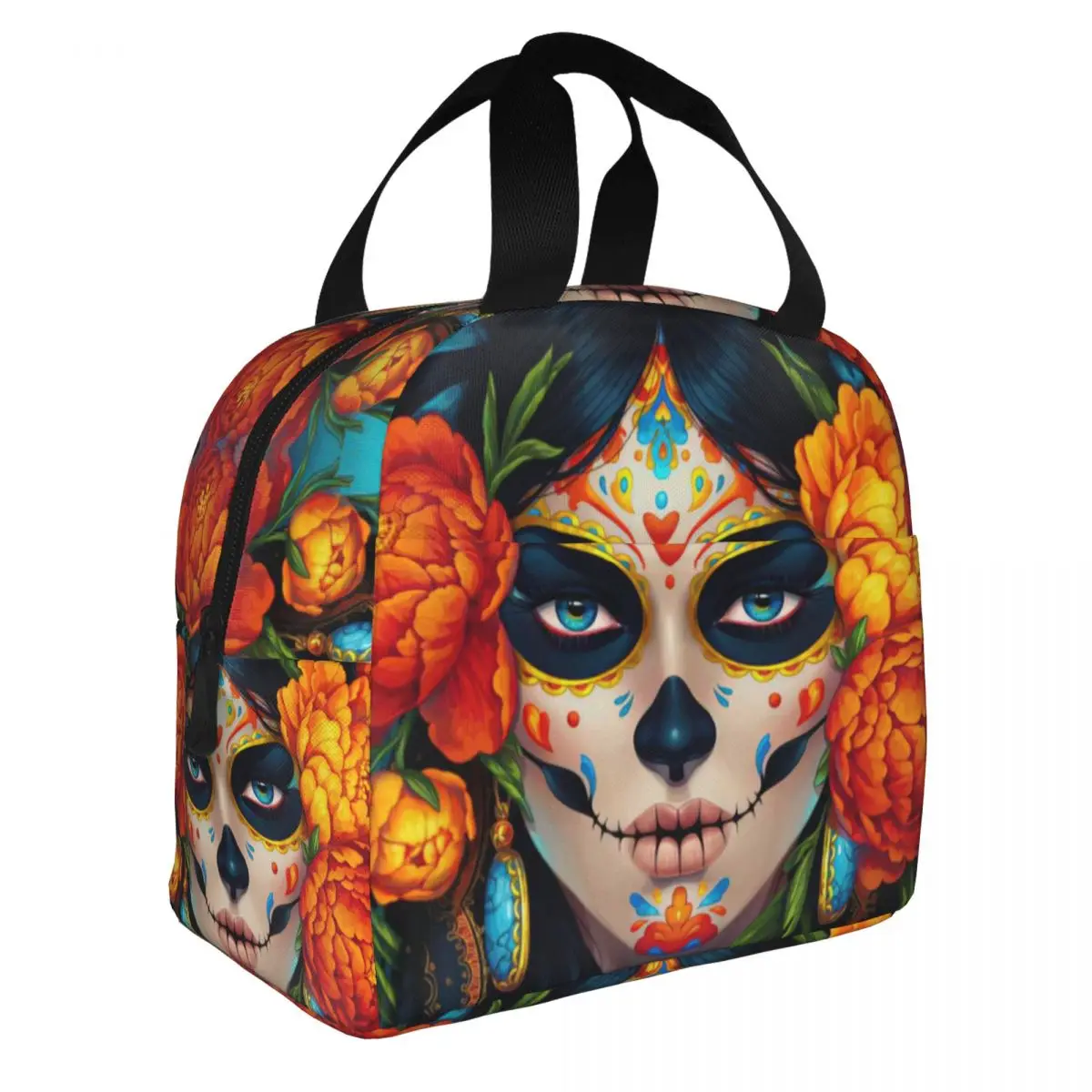 

Day Of The Dead, Maria Dimova Lunch Bento Bags Portable Aluminum Foil thickened Thermal Cloth Lunch Bag for Women Men Boy