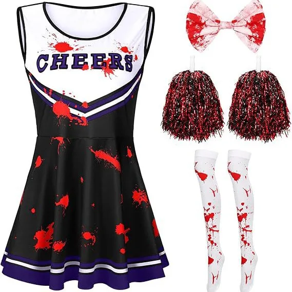 

Children New Halloween Costume Cosplay Cheerleading Pirates Digital Print Sleeveless Dress Horror Theme Party Suits