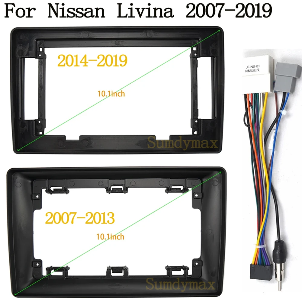 

10.1 Inch Car Radio Fascia For Nissan Livina 2007-2019 Video Panel Player Audio Dash 2 Din Frame Dashboard Mount Kit cable wire