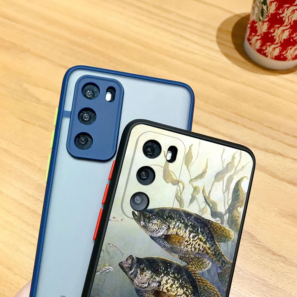 Phone Case for Redmi Note 12 4G 11s k40 12s Xiaomi 14 11 Lite 11t 12t 12c 12x River Carp Fishing Matte Frosted Translucent Cover