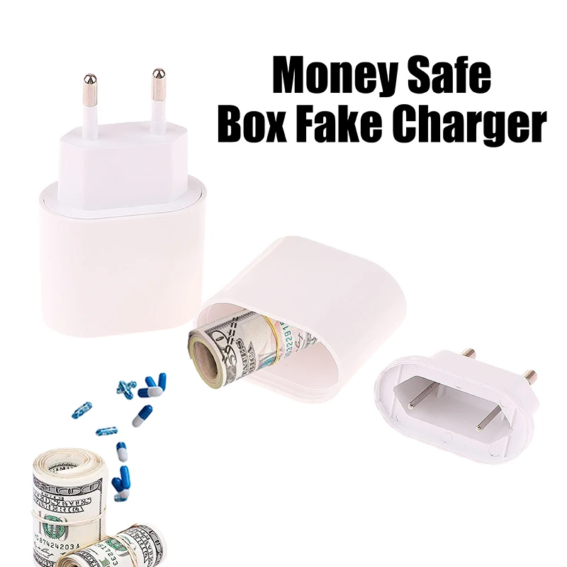 เงินปลอดภัยกล่องกุญแจเงินสดซ่อน Creative Fake Charger Pill กล่องคอนเทนเนอร์ซ่อนจุดป้องกัน Robbers