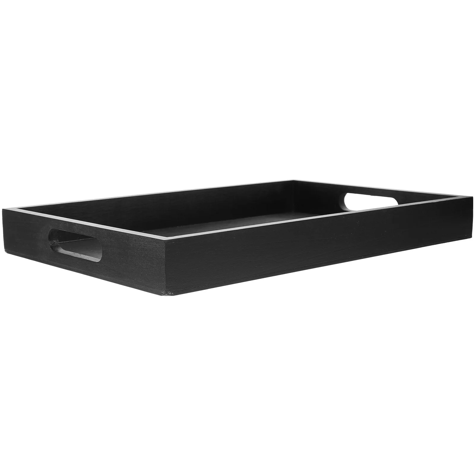

Black Wooden Rectangular Tea Tray Sturdy Solid Wood Serving Tray for Food Fruit Bread Snack Snack Fruit Bread Serving Dish