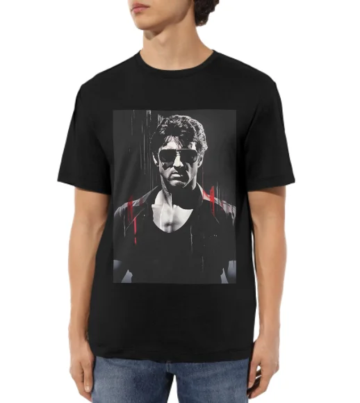 2025 الصيف سيلفستر ستالون الجرافيك طباعة الرجال تي شيرتات قصيرة الاكمام القطن الخالص تي شيرت Y2k Harajuku نمط ملابس علوية مريحة #2