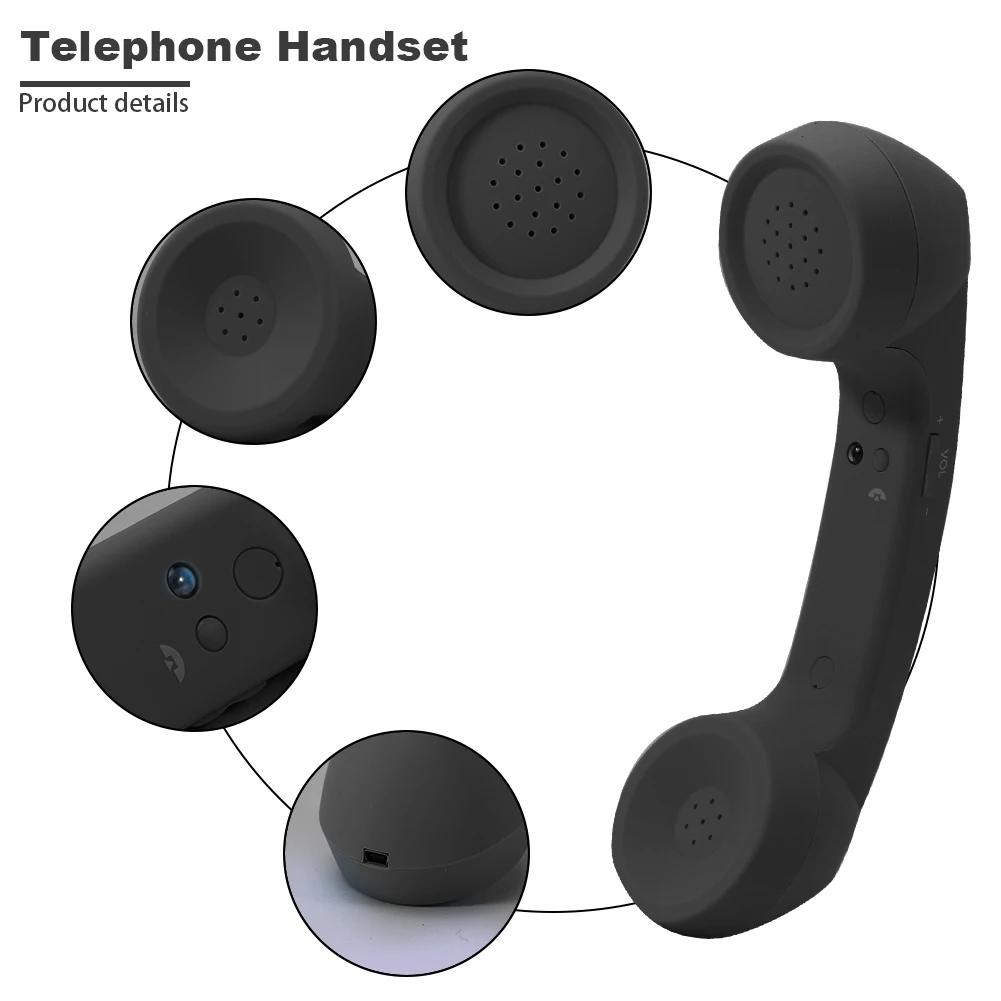 Bluetooth-compatible Wireless Retro Telephone Handset Phone Headphones External Mic Speaker Phone Call Receiver For IOS/Android