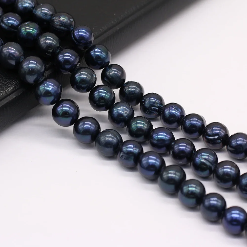 Natural Freshwater Pearls Round Black Loose Round Spacer Beads for Jewelry Making DIY Bracelet Necklace Accessories