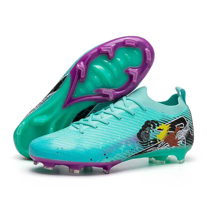 Unisex Integrated Molded Football Boots Skid Proof Elastic Sole Wear Resistant Breathable Outdoor Field Training Footwear