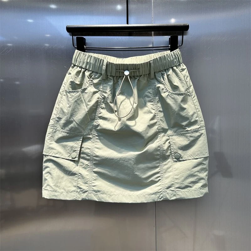 2026 Streetwear Geplooide Effen Mujer Faldas Harajuku Casual Pocket Rok Y2k Esthetische Hoge Taille Trekkoord Grunge Vrouw Rokken