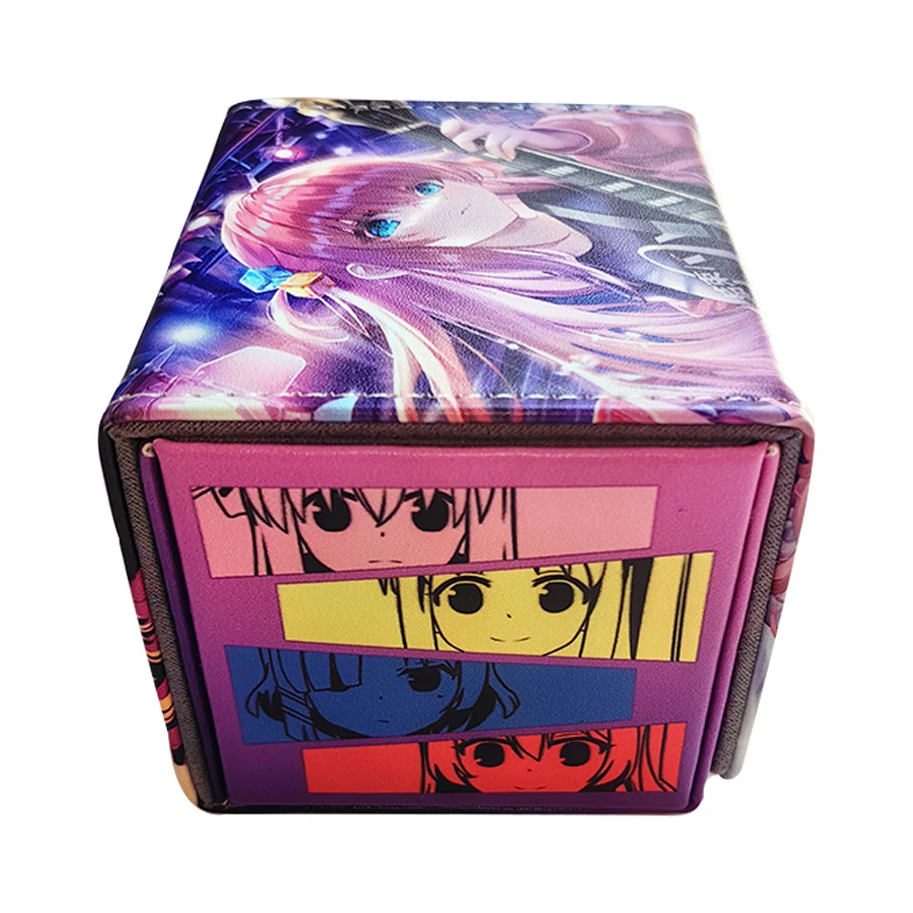 Anime Cards Leather Box Bocchi The Rock TCG Cards Protector Hold 100+ Cards Game Storage Case for MTG/PKM/YGO/Trading Cards