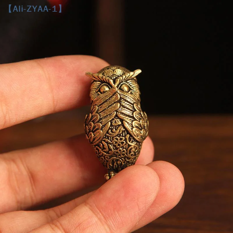 【ZYAA-1】1 قطعة ديكور رف الكتب خمر النحاس البومة تمثال الأذن تغطي الحيوان النحت سطح المكتب المنزل مكتب حلية هدية فريدة #4