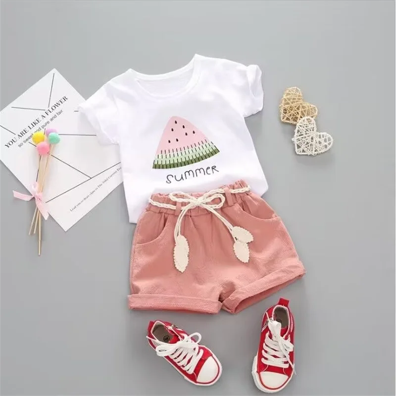 SUMMER NEW BABY WATERMELON SHORT SLEEVE TWO-PIECE 1-4 YEARS OLD LEISURE PRINTING DECORATION.