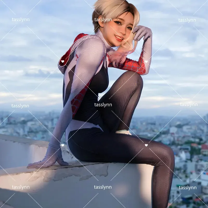 

Костюмы для косплея «Паук Гвен» для женщин, костюмы зентай для девочек-пауков для Хэллоуина, вечерние костюмы для девочек-гиков, костюмы Гвен Стейси, аниме-косплей