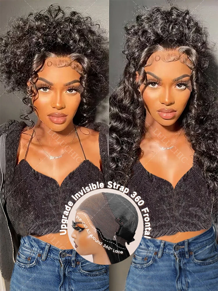 

Upgrade Invisible Strap 360 Lace Front Wigs With Drawstring Body Wave 13x4 5x5 Glueless Wig Human Hair Vietnamese Curly Wigs